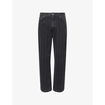 Carhartt Mens Rylan Stripe Black Rylan Striped Wide-leg Relaxed-fit Denim Jeans