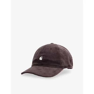 Carhartt Mens Shale / Wax Harlem Logo-embroidered Corduroy Cap In Brown