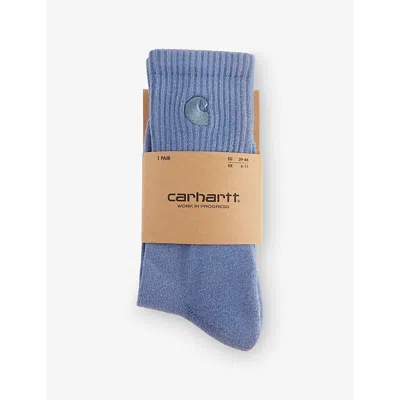Carhartt Mens Sorrent Hudson Brand-embroidery Stretch-cotton Blend Socks In Blue