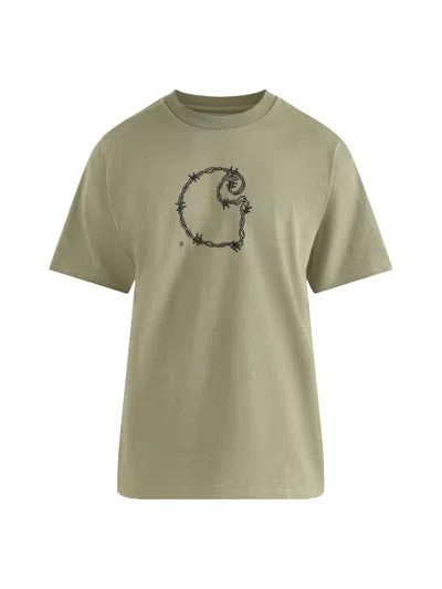Carhartt Mens S/s Barbwire C T-shirt In Green
