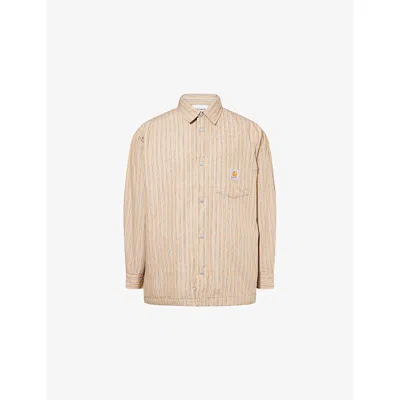 Carhartt Mens Stripe Dusty Brown Grimsby Padded Striped Cotton Shirt