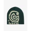 Carhartt Mens Sycamoretree/pale Olive Helix Graphic-jacquard Cotton-blend Beanie Hat In Green
