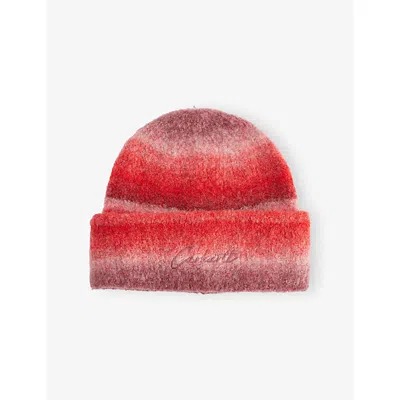 Carhartt Mens Tony Stripe Pal/glsypink Tony Knitted Beanie In Red