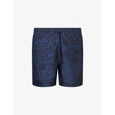 Carhartt Mens Vestige Blue Slater Floral Swim Trunks