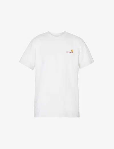 CARHARTT MENS WHITE AMERICAN SCRIPT LOGO-EMBROIDERED COTTON-JERSEY T-SHIRT XL,66794944