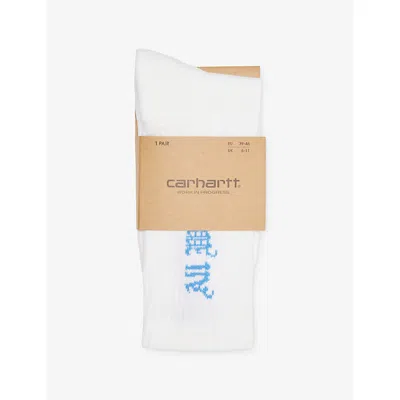 Carhartt Mens White No Play Printed Stretch-cotton Blend Socks