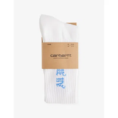 CARHARTT MENS WHITE NO PLAY PRINTED STRETCH-COTTON BLEND SOCKS