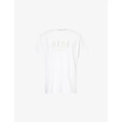 Carhartt Mens White / Pale Olive Terrestrial Graphic-print Cotton T-shirt