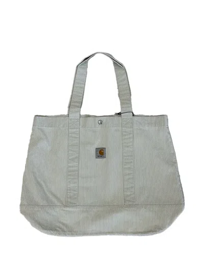 Carhartt Mercer Striped Cotton Tote Bag In Gray