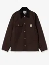 Carhartt Sturdy Dark Brown Jacket With Black Collar In Brown