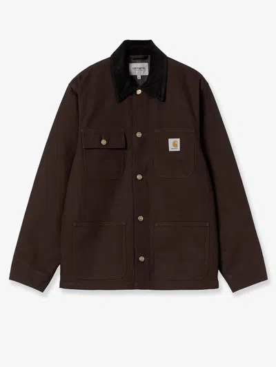 Carhartt Sturdy Dark Brown Jacket With Black Collar