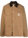 Carhartt Organic Cotton Canvas Jacket Featuring Pockets In Nude