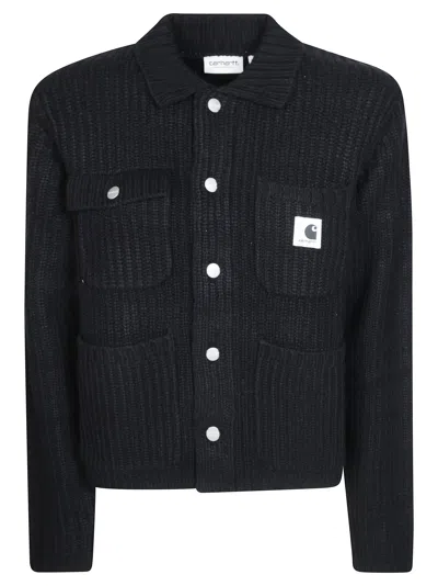 Carhartt Michigan Chunky Knit Acrylic Button-up Sweater In Blue