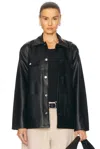 Carhartt Ip Womens Michigan Patch-pockets Relaxed-fit Faux-leather Jacket Black Xs In Black