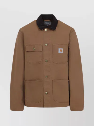 Carhartt Michigan Coat Ribbed Collar In Brown