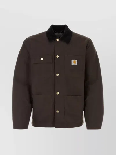 Carhartt Michigan Cotton Coat With Multiple Pockets In Brown