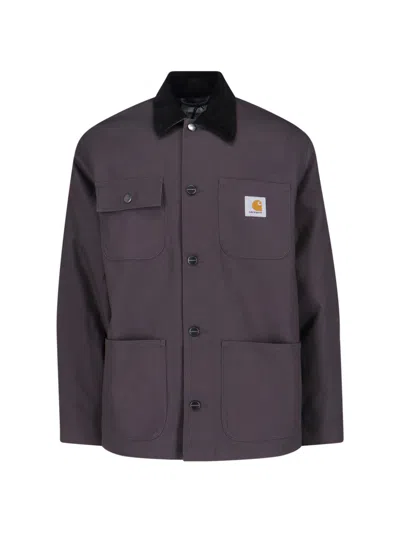 Carhartt Collared Neck Jacket With Long Sleeves And Pockets In Brown