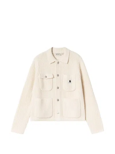 Carhartt Michigan Ribbed-knit Cardigan In White