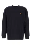 Carhartt Chase T-shirt With Crew Neck And Long Sleeves In Blue