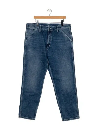 Pre-owned Carhartt Mid-rise Straight Leg Jeans In Blue