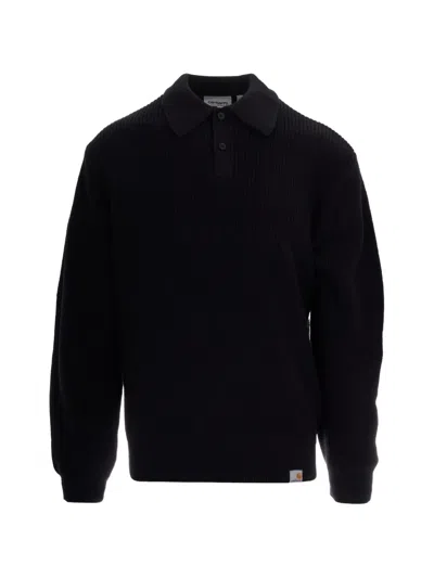 Carhartt Miles Long-sleeved Polo Shirt In Black