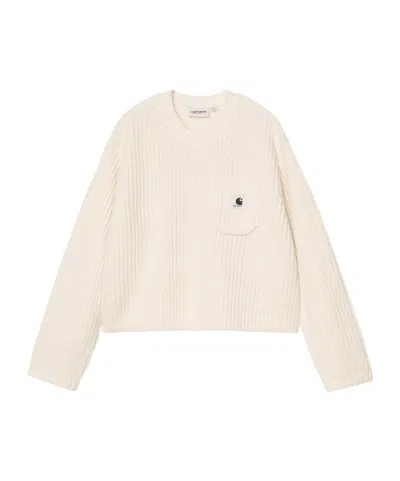 Carhartt Mira Ribbed-knit Logo-patch Sweater In Gray