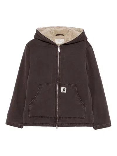 Carhartt Mitch Zipped Hooded Jacket In Brown