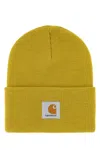Carhartt Mustard Logo Patch Beanie Hat