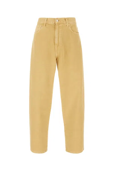 Carhartt Mustard Denim Jeans In Stone Dyed