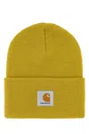 Carhartt Mustard Logo Patch Beanie Hat In Yellow