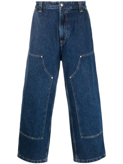Carhartt Nash Dklow-rise Panelled Wide-leg Jeans In Blue
