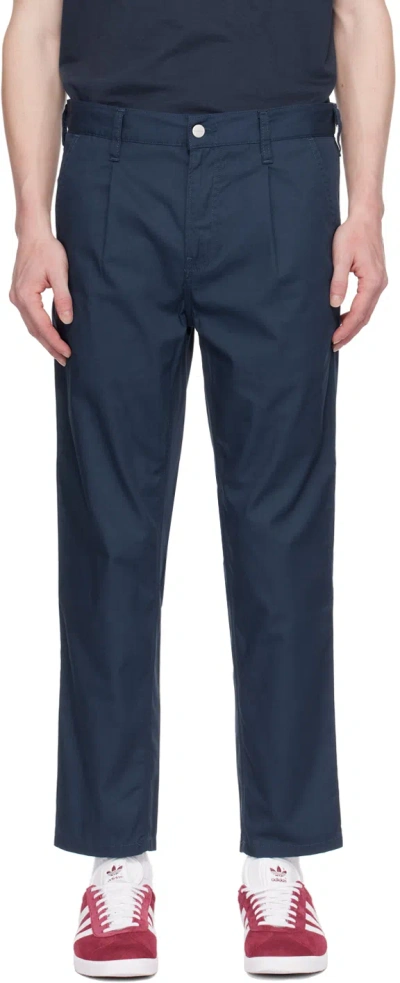 Carhartt Navy Abbott Trousers In 01 Blue