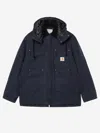 Carhartt Navy Blue Corduroy Collar Logo Jacket In Blue