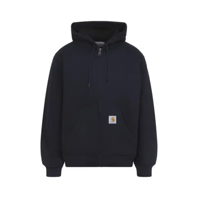 CARHARTT NAVY BLUE LOGO ZIP HOODIE