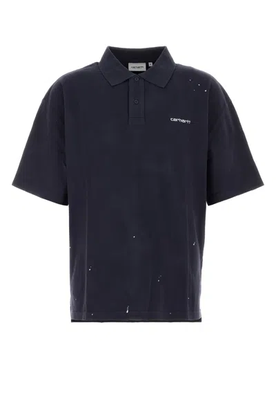Carhartt Paint-splatter Logo-embroidered Polo Shirt In Black