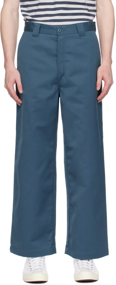 Carhartt Navy Brooker Trousers In E9 Naval