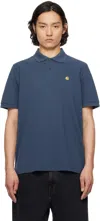 Carhartt Logo-embroidered Cotton Polo Shirt In 2q8xx Duskyblue/gold