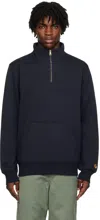 Carhartt Navy Blue Solid Sweatshirt In 00h Dark Navy / Gold
