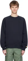 Carhartt Long-sleeve Crew-neck Sweatshirt In 00h Dark Navy / Gold