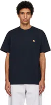 Carhartt Short Sleeve Chase T Shirt Dark Navy Gold In 2mzxx Mizar / Gold