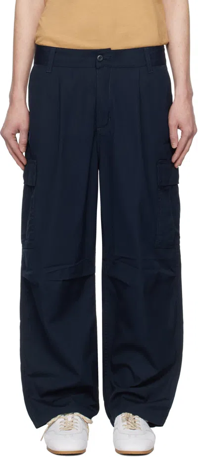 Carhartt Mid-rise Loose Fit Cargo Pants In 0ny02 Mizar Rinsed
