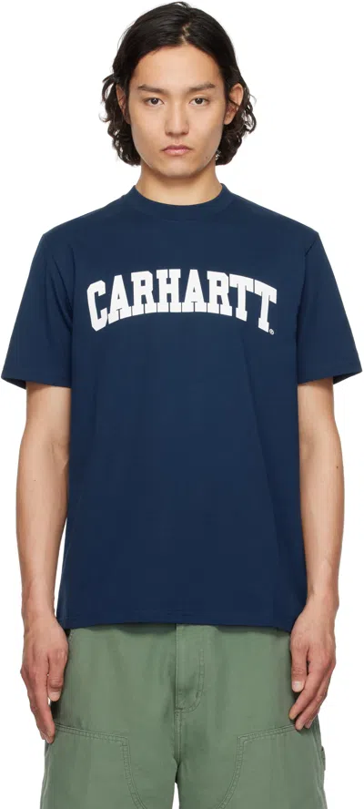 Carhartt Navy Midweight University T-shirt In 2wrxx Ink / White