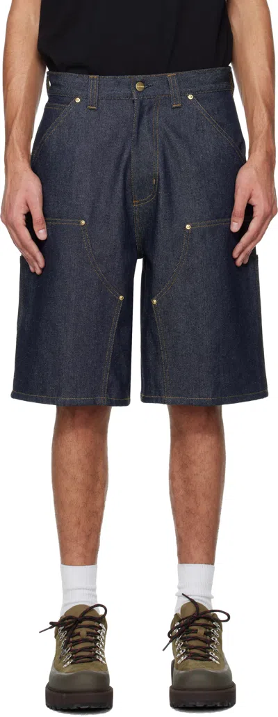 Carhartt Navy Og Aden Double Knee Shorts In Blue