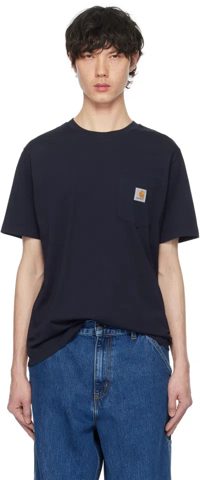 Carhartt Navy Pocket T-shirt In Blue
