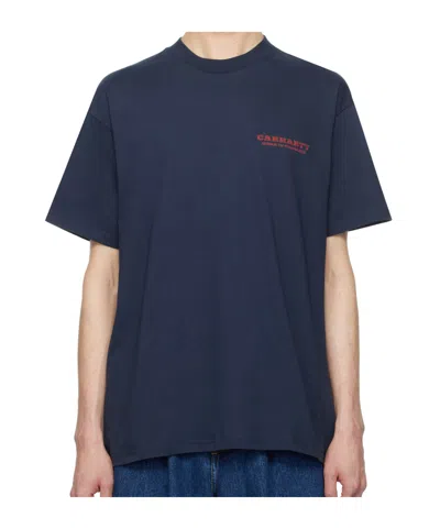 Carhartt Navy Runaway T-shirt In Blue / Vermillion