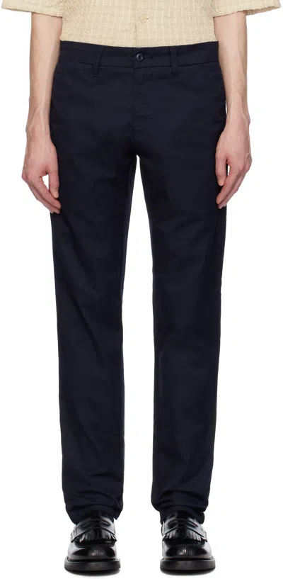 Carhartt Navy Sid Trousers In 1c02 Dark Navy Rinse