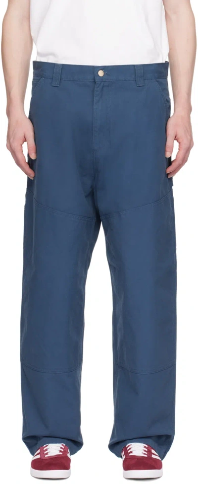 Carhartt Navy Wide Panel Trousers In E9 Naval