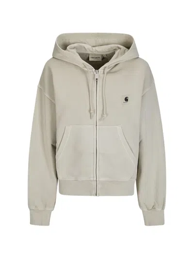 Carhartt Hooded Sweatshirt Featuring Ribbed Cuffs And Hem In Neutral