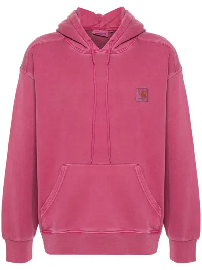 Carhartt Nelson Hoodie Men Magenta In Cotton In Pink