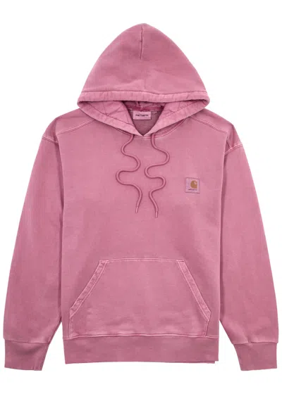 Carhartt Nelson Logo Hooded Cotton Sweatshirt In Pink